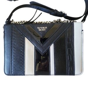 Victoria's Secret Black and Cream Crossbody Bag